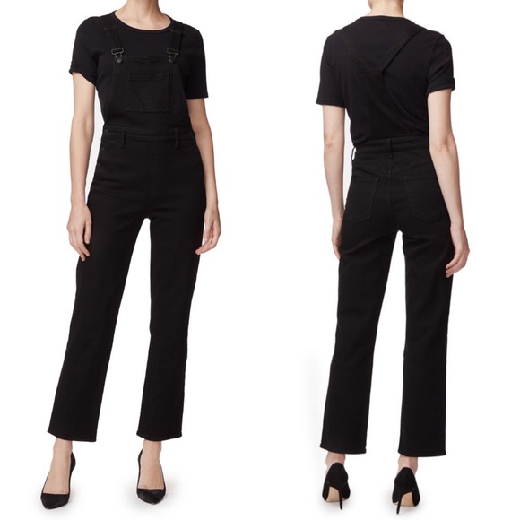 J BRAND JULES OVERALLS JEAN DUNGAREES BLACK BOYFRIEND STRAIGHT LEG RETRO DENIM M - Picture 4 of 16